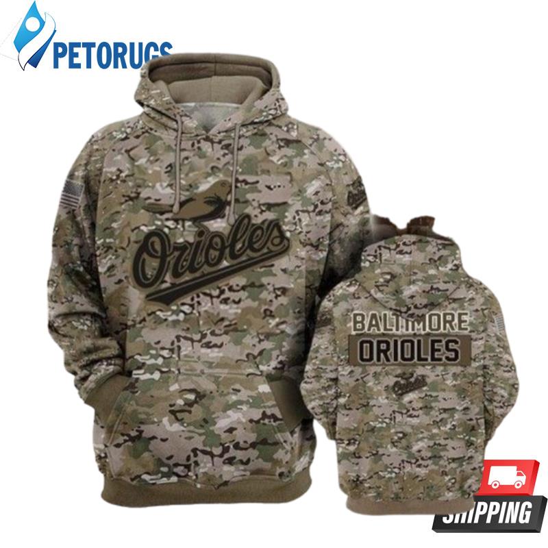 Baltimore Orioles Camouflage Veteran 3D Hoodie