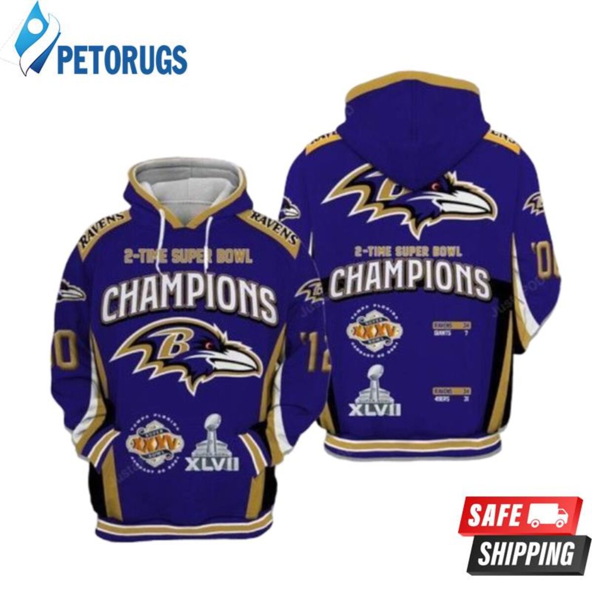 Baltimore Ravens 2 Time Super Bowl Champions shirt, hoodie