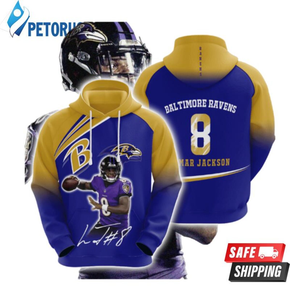 Baltimore Ravens Lamar Jackson 3 3D Hoodie - Peto Rugs