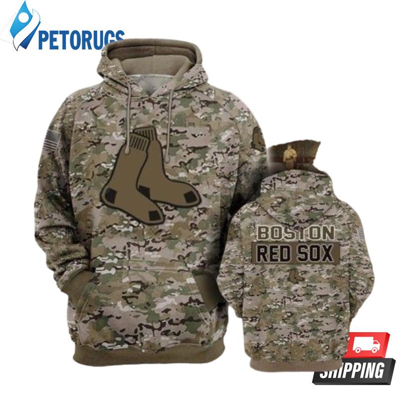 Boston Red Sox Camouflage Veteran 3D Hoodie