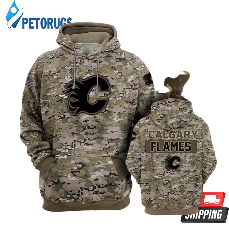 Calgary Flames Camouflage Veteran And Pered Custom Bud Light Graphic 3D Hoodie