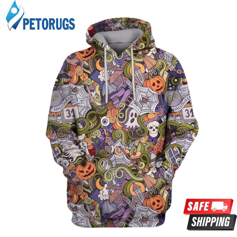 Cartoon Vector Hand Drawn 3D Hoodie