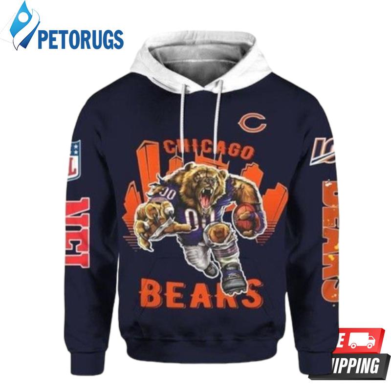 Chicago Bears And Chicago Cubs Heartbeat Love Ripped 3D Hoodie - Peto Rugs