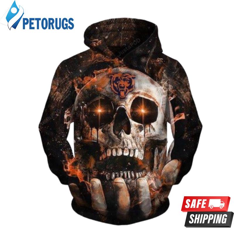 Chicago Bears Skull And Pered Custom Chicago Bears Graphic 3D Hoodie
