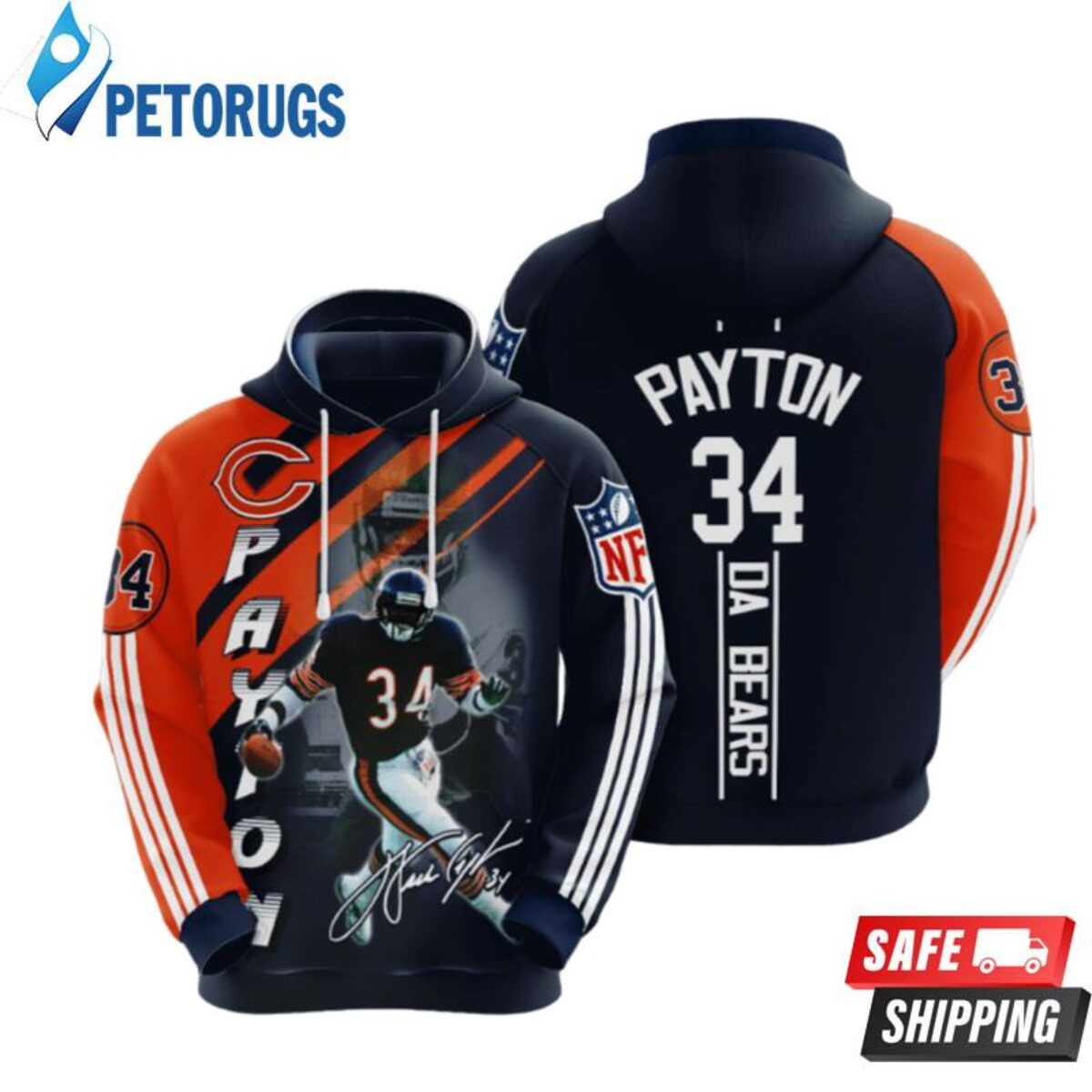 Chicago Bears Walter Payton 1 3D Hoodie - Peto Rugs