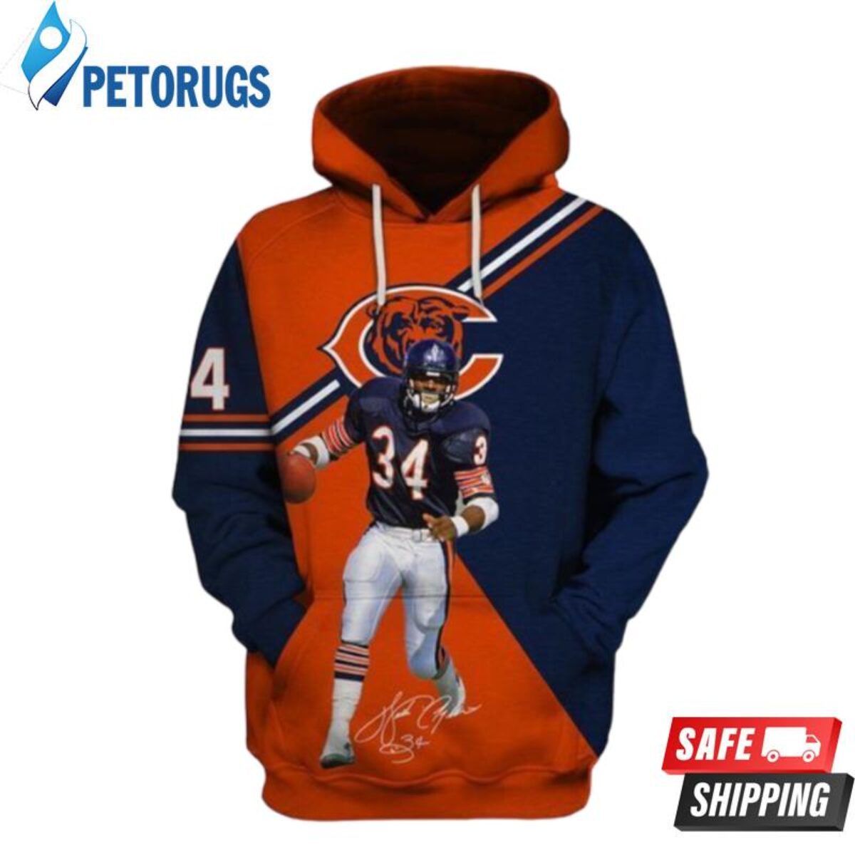 Chicago Bears Walter Payton 1 3D Hoodie - Peto Rugs