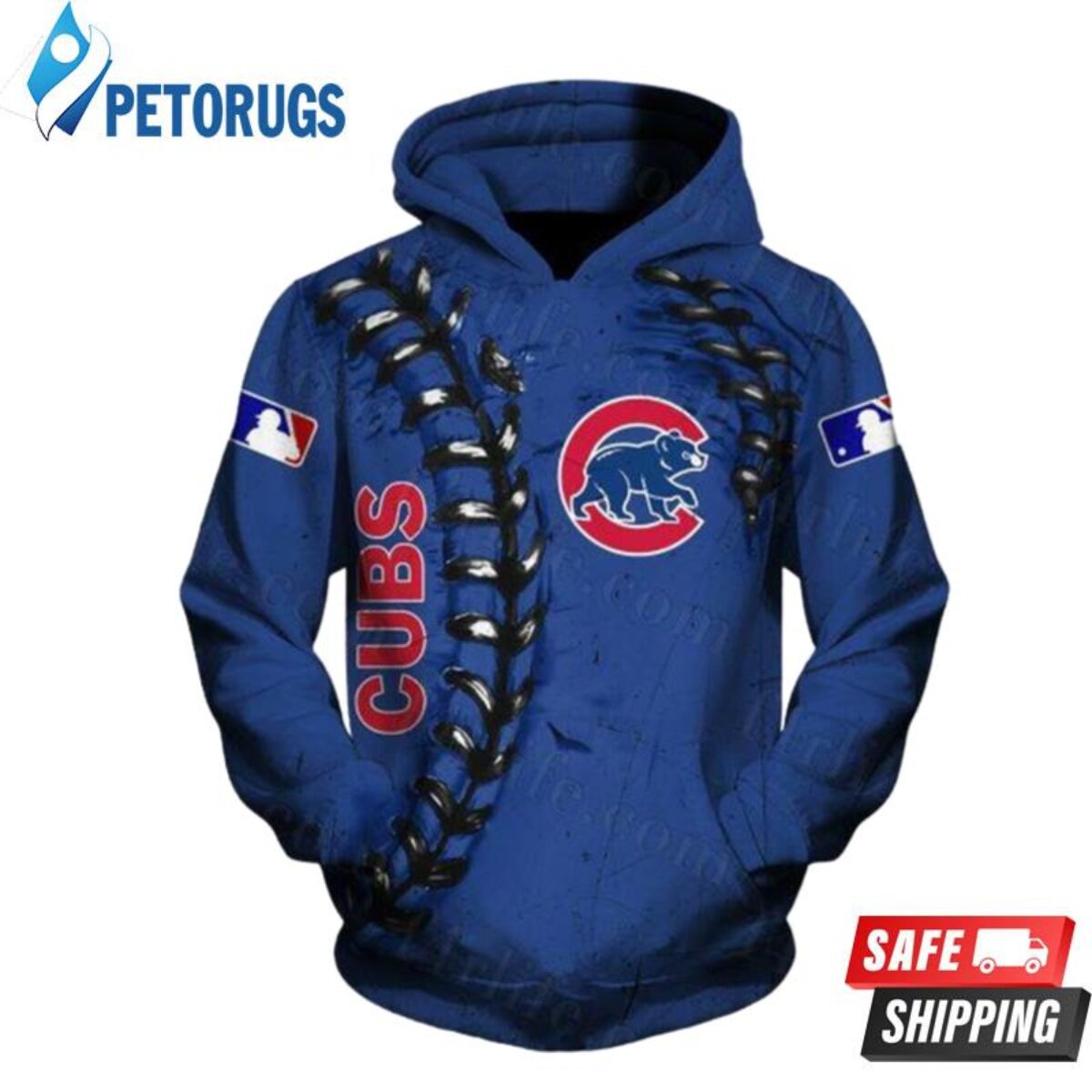 Chicago Cubs Hoodie 3D White Blue Big Logo Cubs Gift