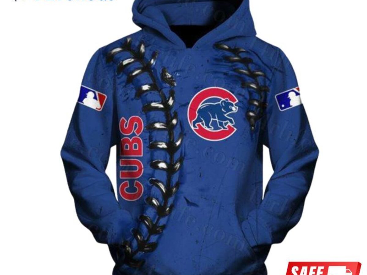 Chicago Cubs Hoodie 3D White Blue Big Logo Cubs Gift