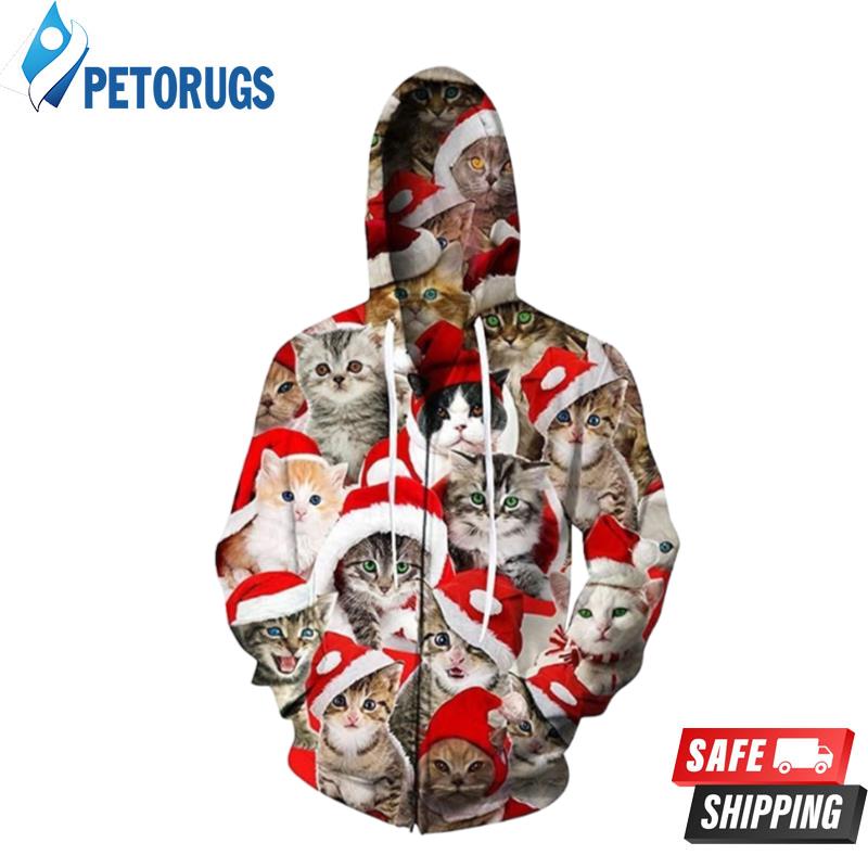 Christmas Cats Ped 3D Hoodie