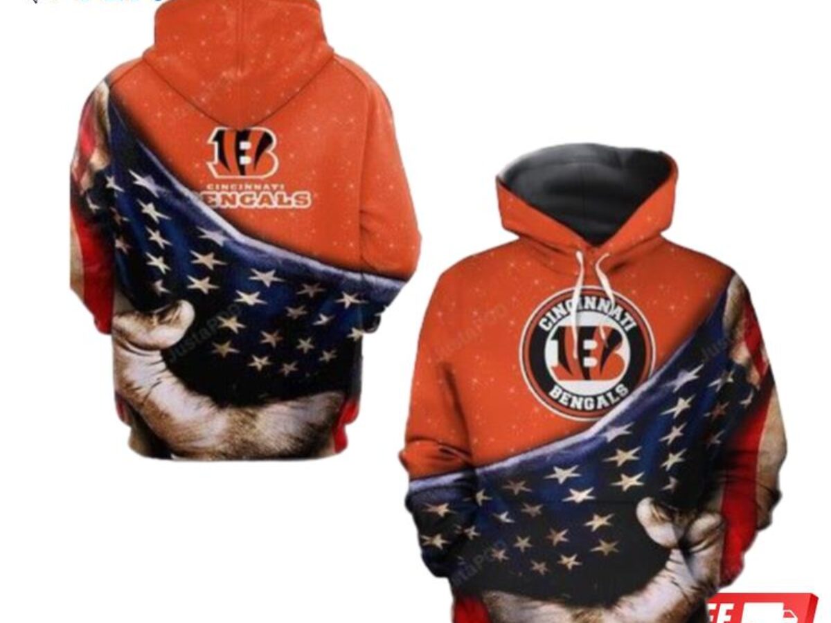 Cincinnati Bengals NFL Orange Unisex Hoodie, Zip Hoodie 3D All Over Print  For Fans