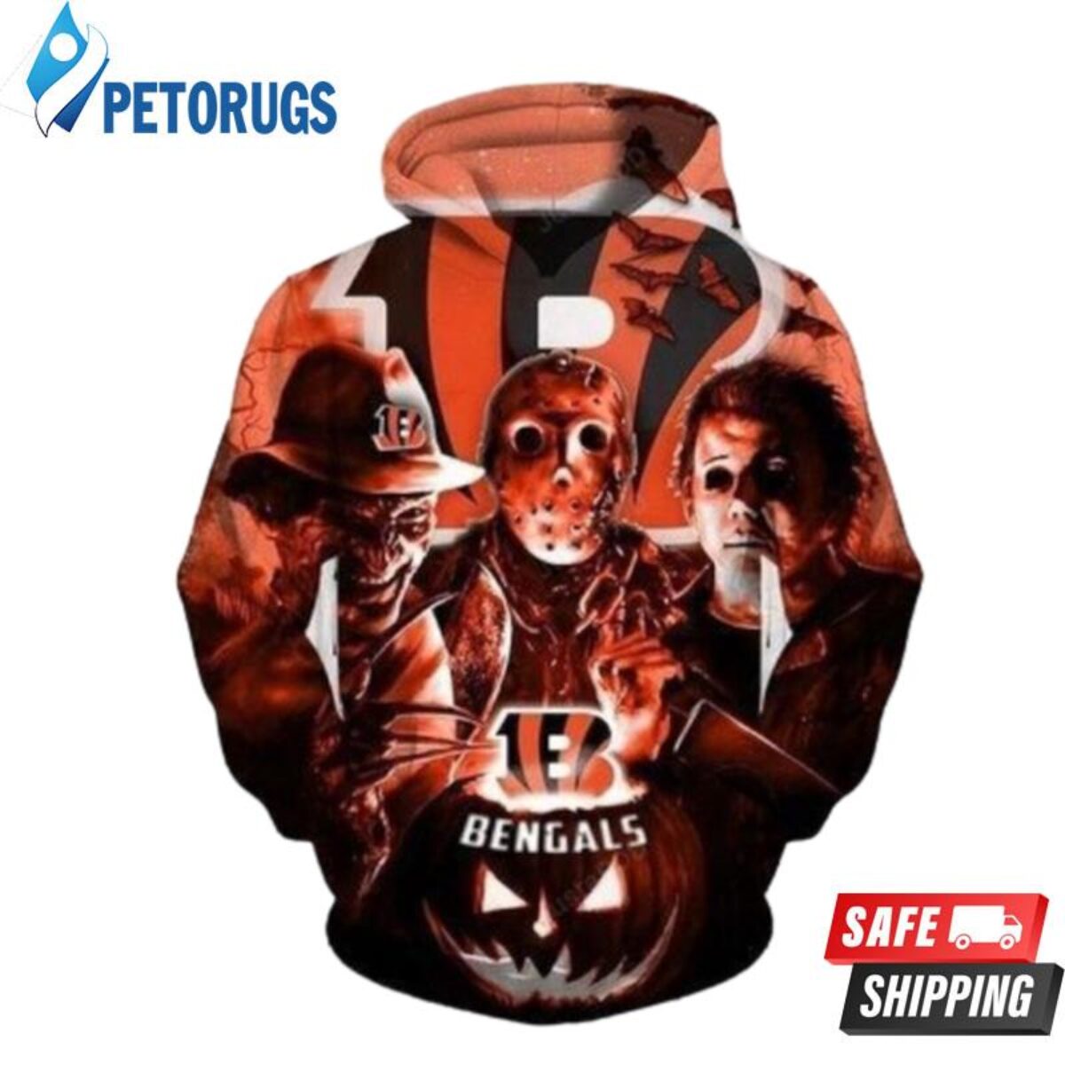 NFL Halloween Horror Movie Cincinnati Bengals Fleece Hoodie