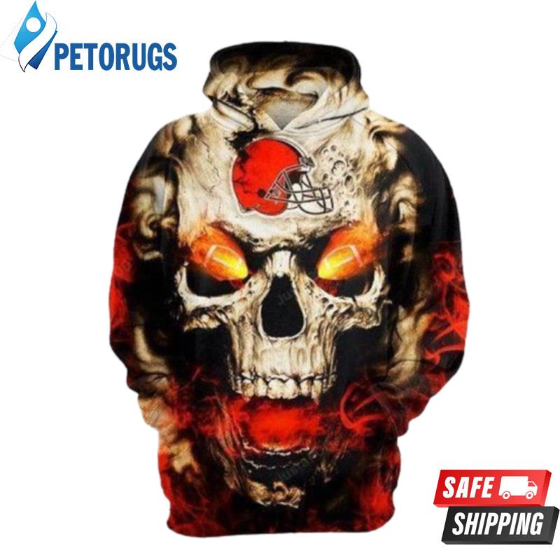 Cleveland Browns Skull Fire 3D Hoodie