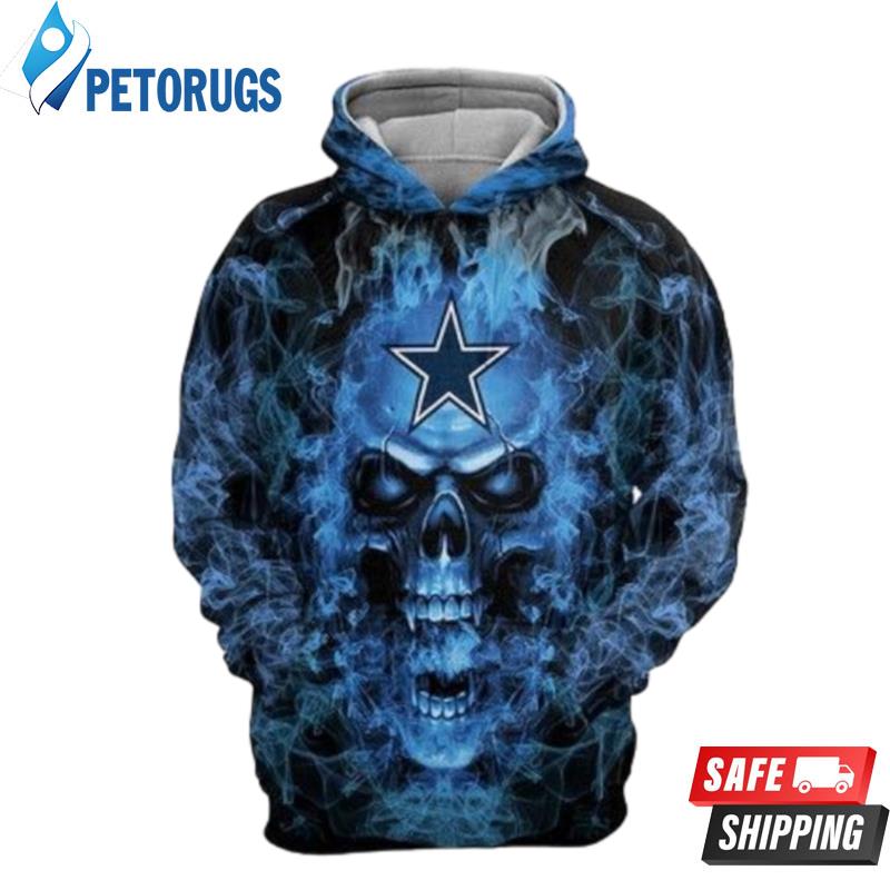 Dallas Cowboys Blue Smoking Skull 1 3D Hoodie