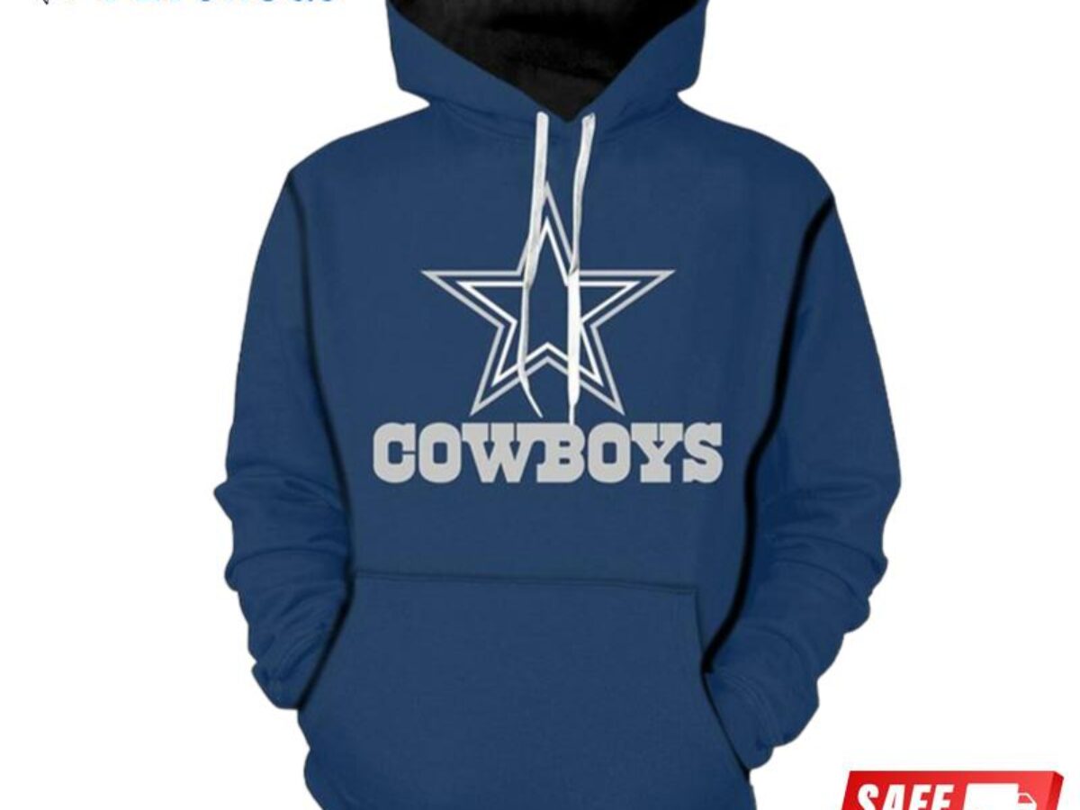 Vintage Dallas Cowboys Hoodie Sweatshirt Mens Large White/Blue Kangaroo  Pocket