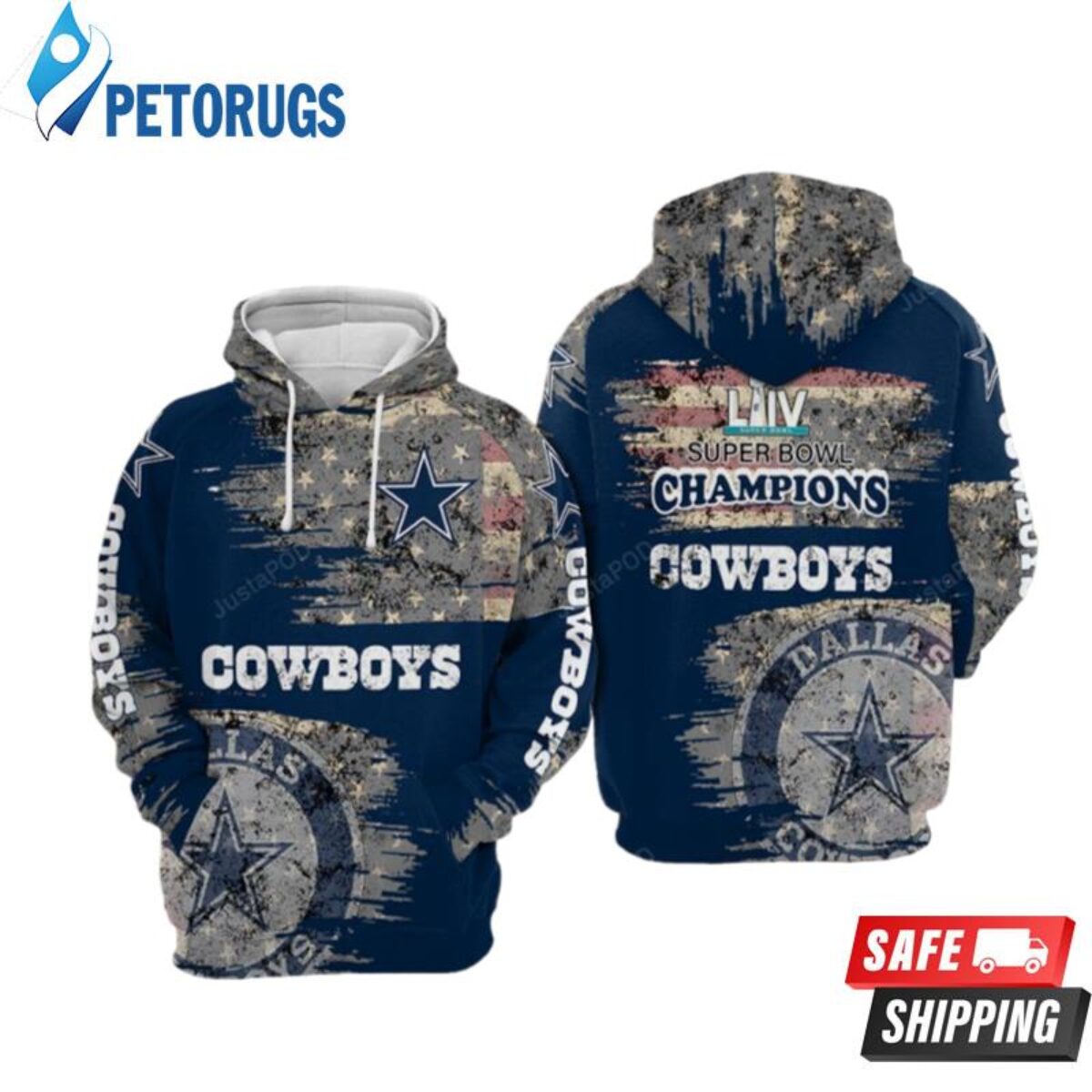 Dallas Cowboys Camo Blue And White 3D Hoodie