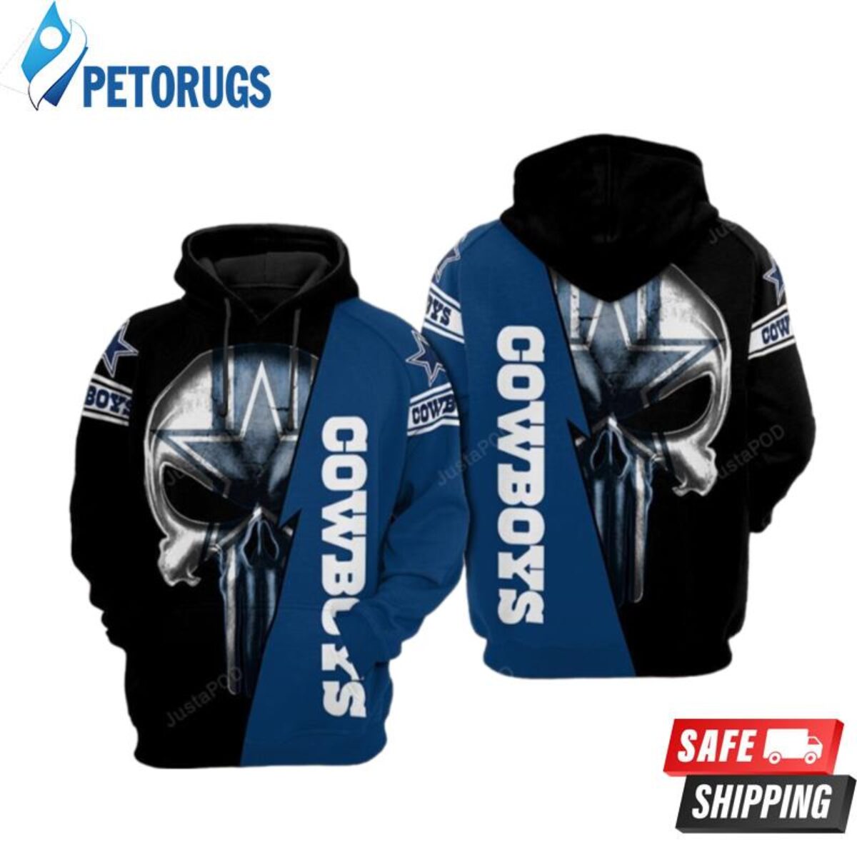 Dallas Cowboys zip up hoodie skull custom black background - Dallas Cowboys  Home