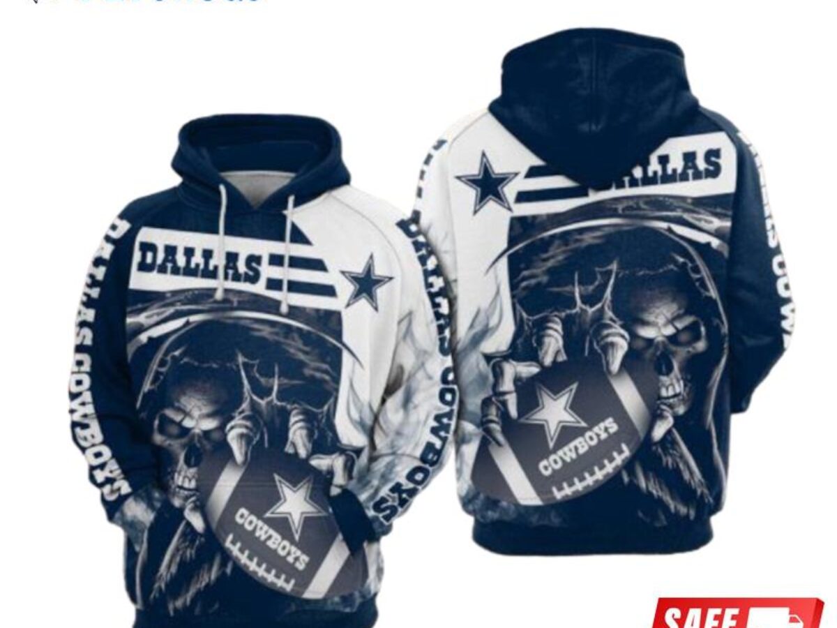 Dallas Cowboys Skull Hoodies 3D With Zipper - Dallas Cowboys Home