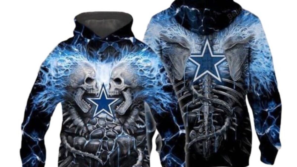 Dallas Cowboys NFL Halloween Skull Skeleton Zip Hoodie 3D All Over