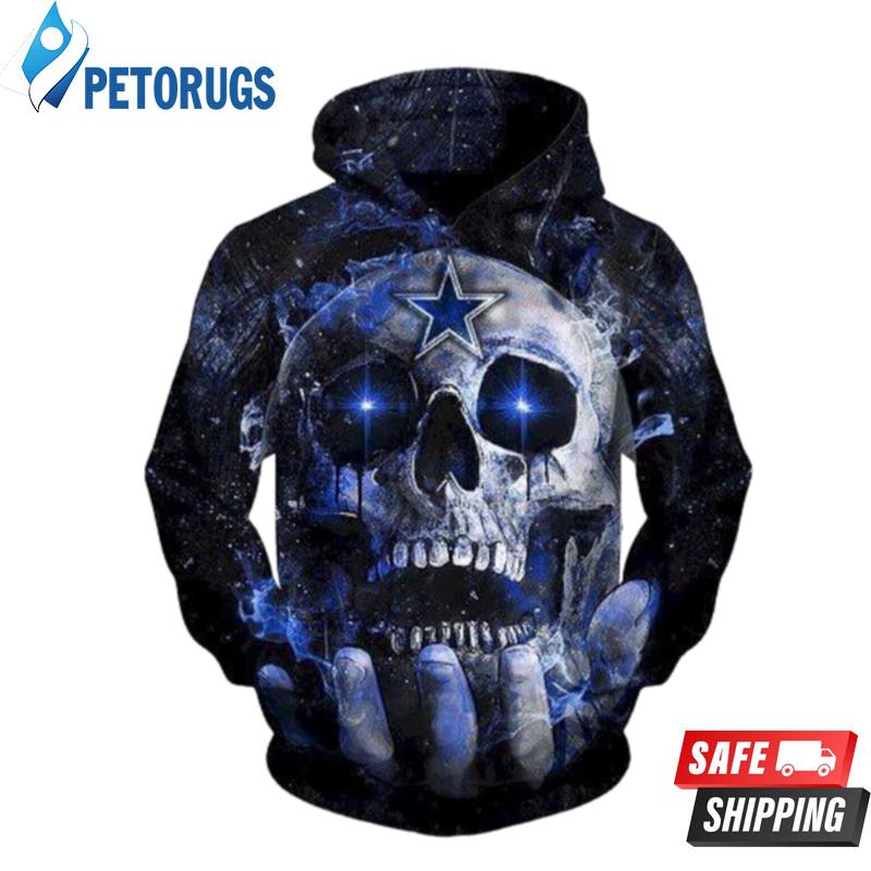 Dallas Cowboys Skull Blue 3D Hoodie All Over Print Dallas Cowboys