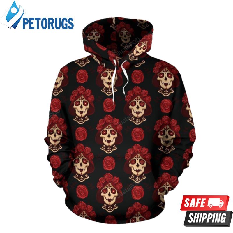 Day Of The Dead Skull Girl Pattern 3D Hoodie - Peto Rugs