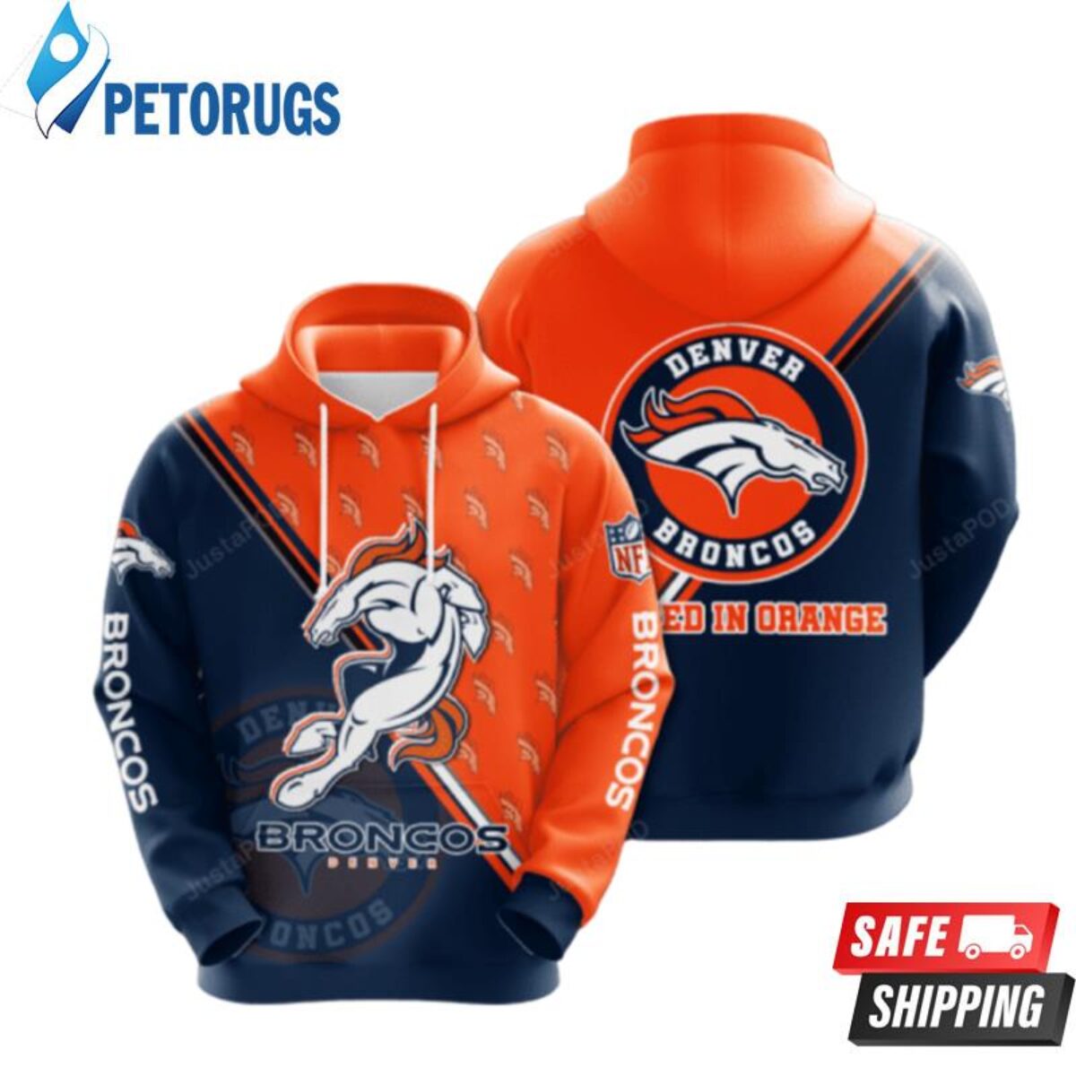 Denver Broncos Nfl Football Orange Blue Denver Broncos 2 3D Hoodie - Peto  Rugs