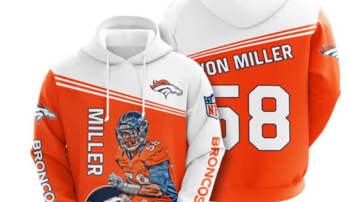 Denver Broncos 58 Von Miller Signature 3D Hoodie All Over Print