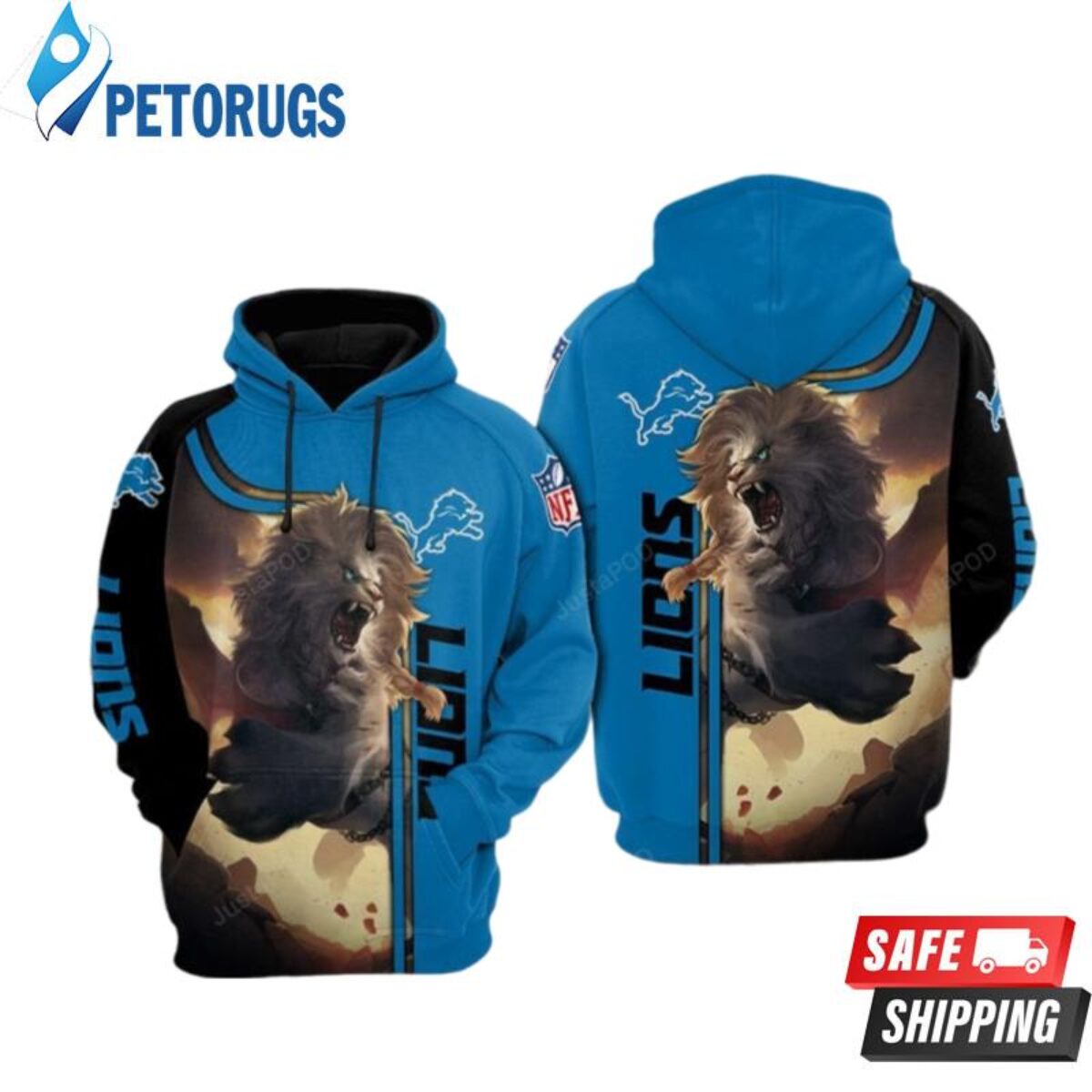 Detroit Lions Logo Football Team 3D Hoodie Nfl 3D Unisex