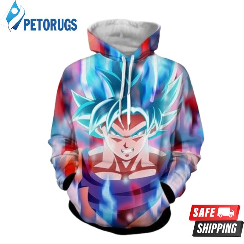 Dragon Ball Super Strong Mighty Son Goku Red Blue Aura 3D Hoodie