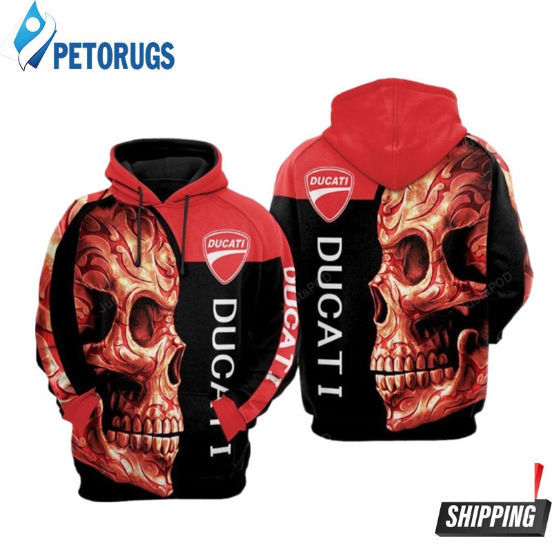 Ducati Skull Black Red Ducati Ducati 3D Hoodie