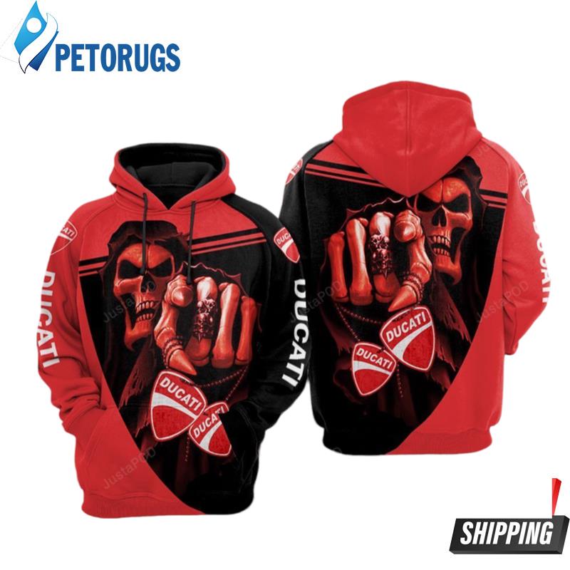 Ducati Skull V2 Black Red Ducati Ducati 3D Hoodie - Peto Rugs