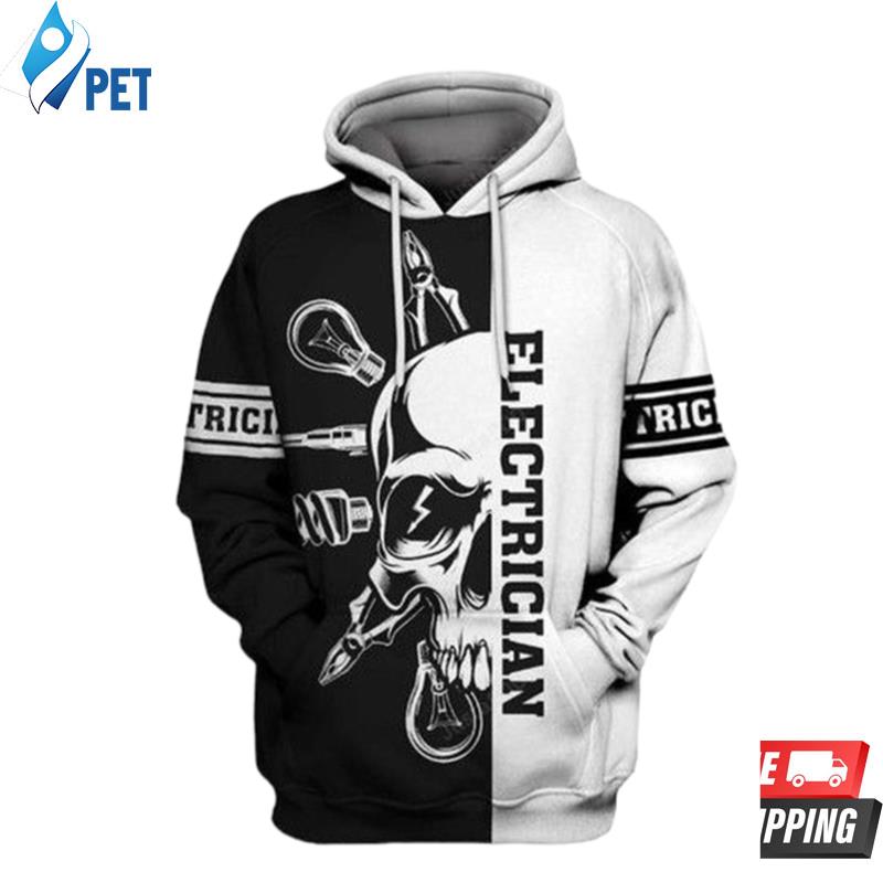 Electrician Skull 3D Hoodie