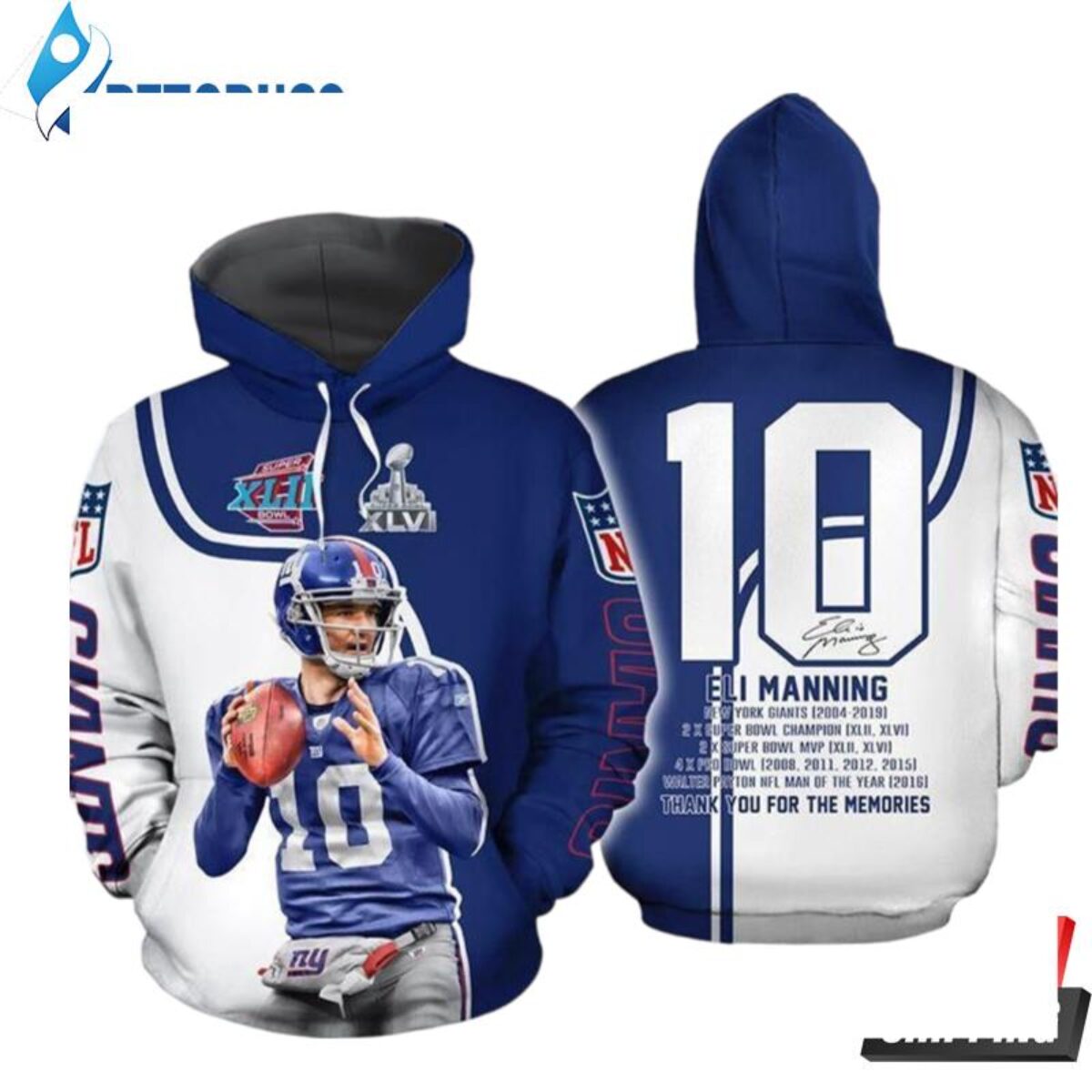 NFL Team Apparel Ugly Sweater Hoodie New York Giants Brand NEW Mens size  Medium