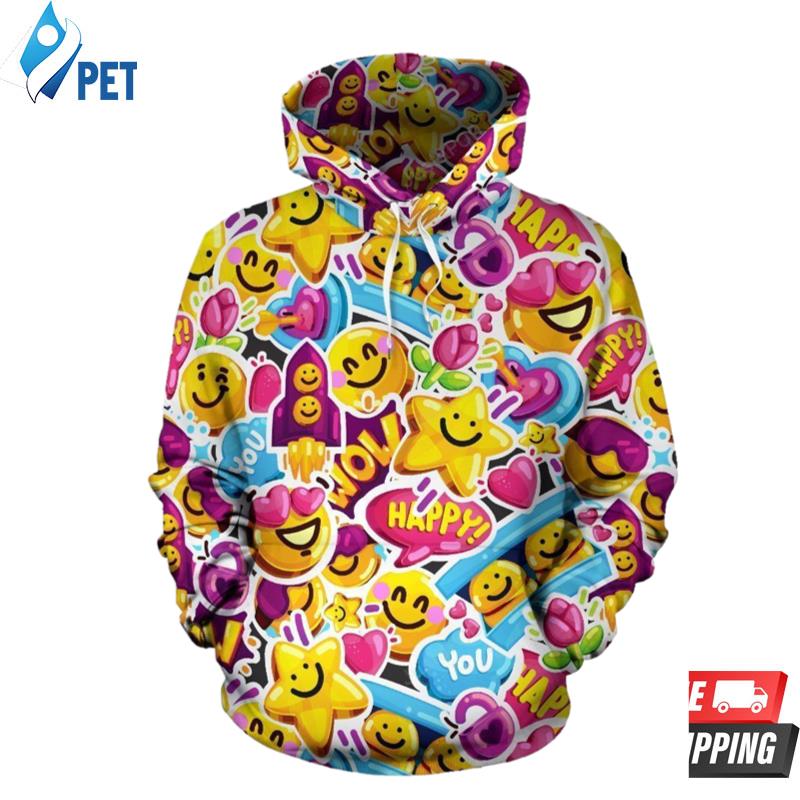 Emoji Sticker Pattern 3D Hoodie