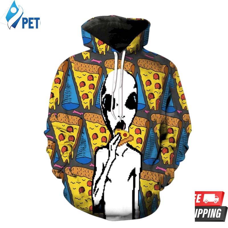 Extraterrestrial Love Pepperoni Pizza 3D Hoodie