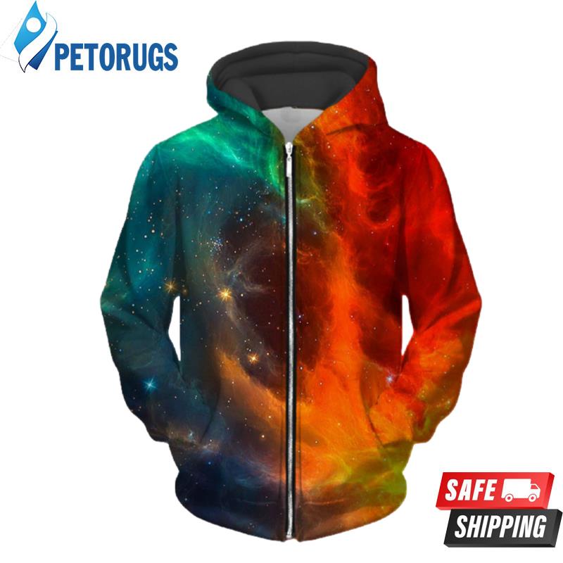 Fire And Ice Galaxy Up 3D Hoodie