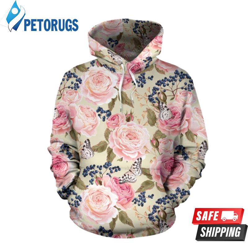 Floral Pink Butterfly 3D Hoodie