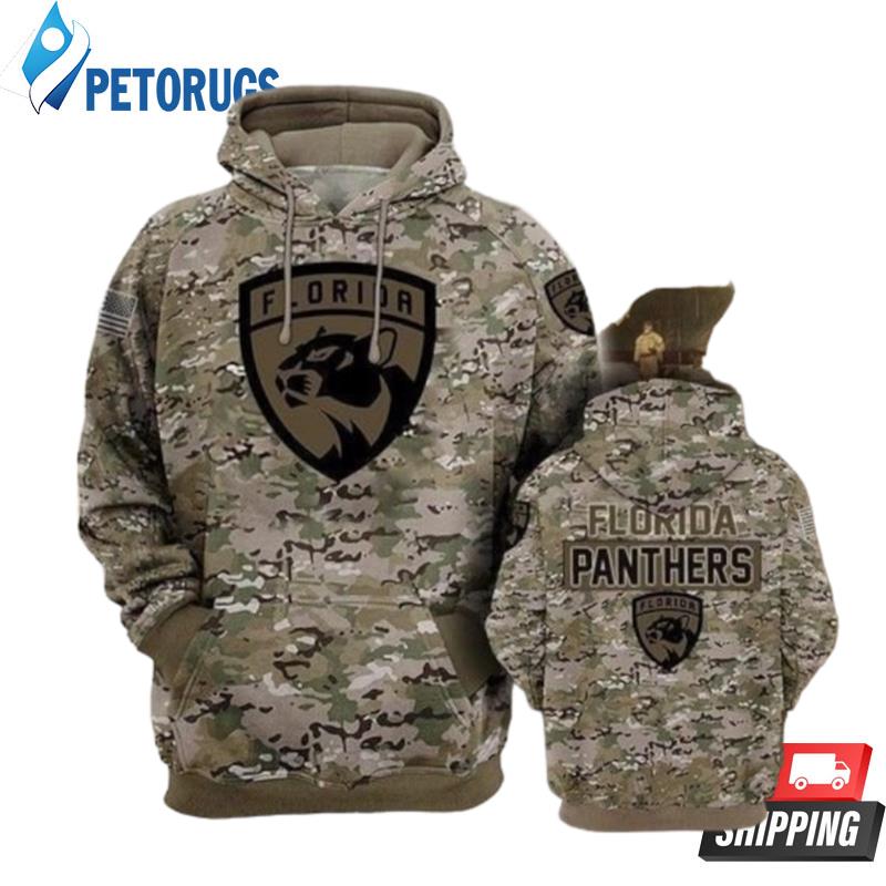 Florida Panthers Camouflage Veteran 3D Hoodie