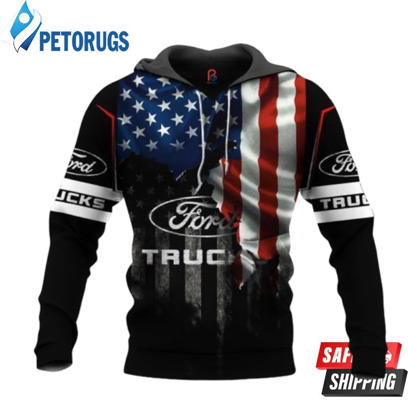 Ford Trucks Logo Usa Flag 3D Hoodie