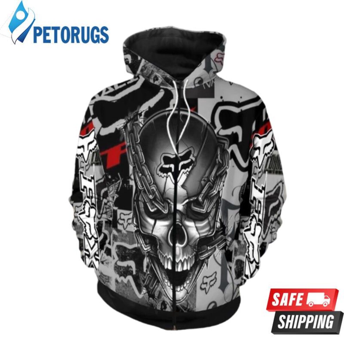 Fox Racing Meta Skull 3D Hoodie Peto Rugs