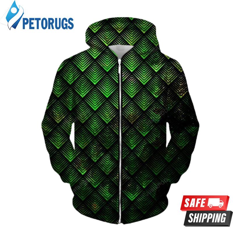 Galactic Dragon Scale Green Up 3D Hoodie