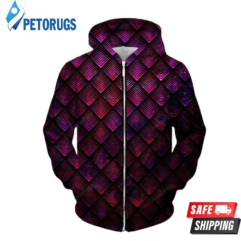 Galactic Dragon Scale Pink Up 3D Hoodie
