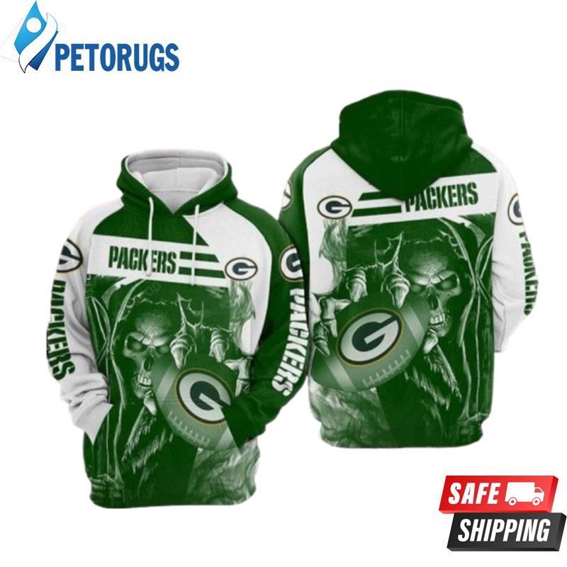 Green Bay Packers Ncaa Football Skull Death Hold Logo Green Bay Packers 3D Hoodie