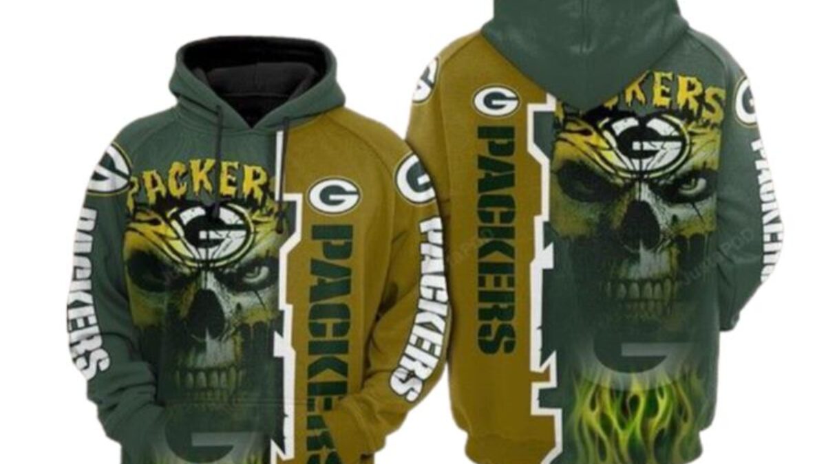 Green Bay Packers 3D Hoodie Chains Skull