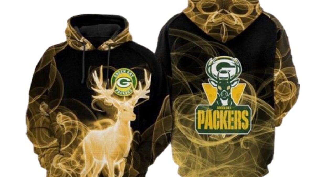 Green Bay Packers Nfl Football Smoke Deer 3D Hoodie Sweatshirt For