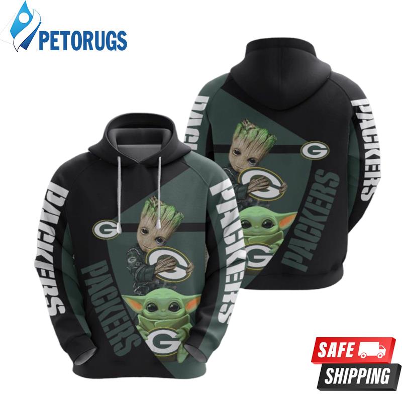 Groot And Baby Yoda Green Bay Packers 3D Hoodie