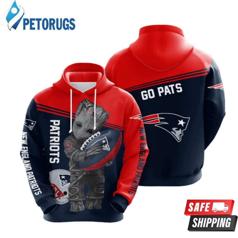 Groot Hold New England Patriots 3D Hoodie