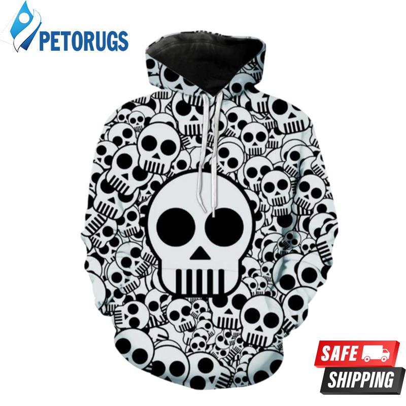 Halloween Black And White Skulls 3D Hoodie