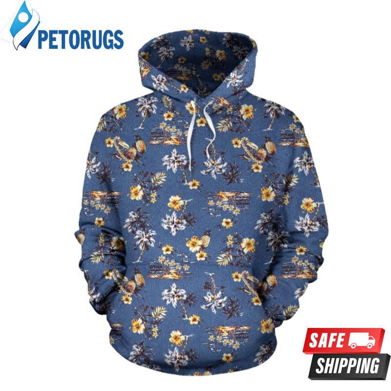 Hawaiian Flower Blue 3D Hoodie