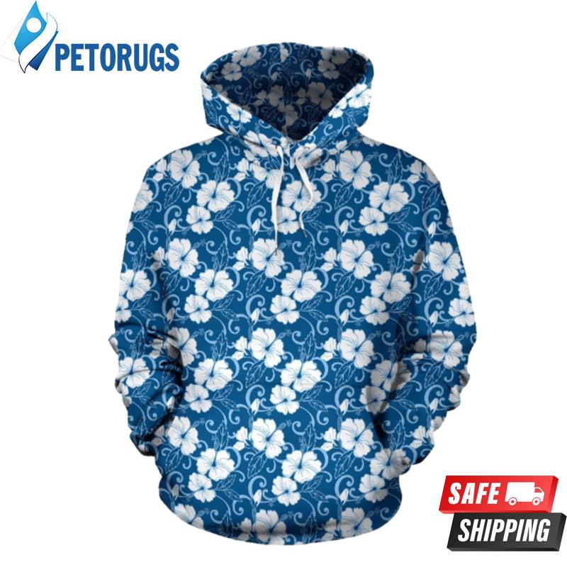 Hibiscus Blue Flower Hawaiian 3D Hoodie