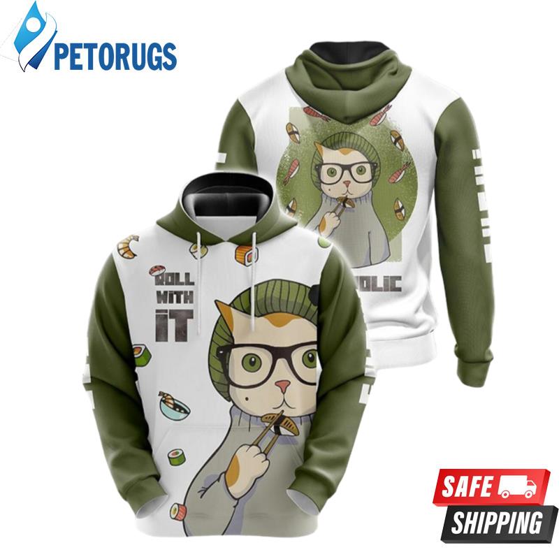 Hipster Cat Sushi 1825 3D Hoodie